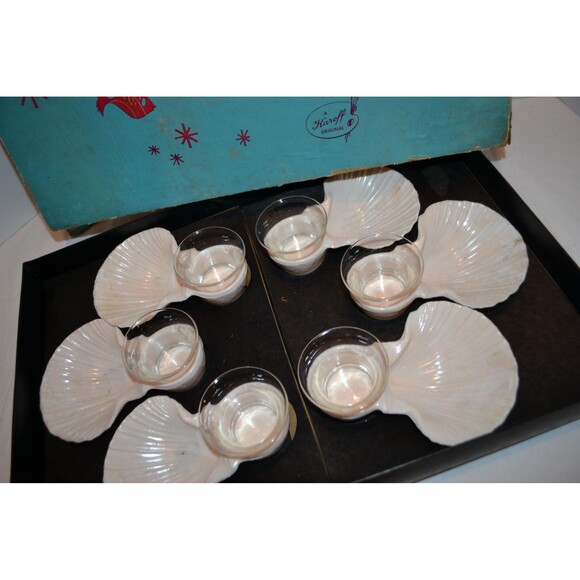 Vintage Pink Sea-Servers for Party of Six 1950s - Picture 4 of 5